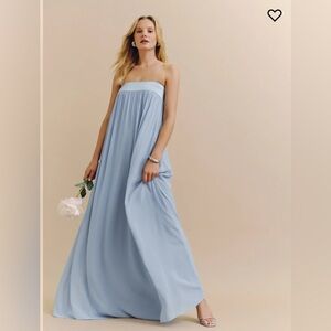 Reformation Maribelle Blue Strapless Maxi Dress